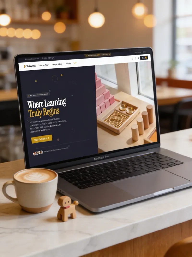 Faborino storefront – premium Montessori e-commerce, 4 languages, 1,478 products