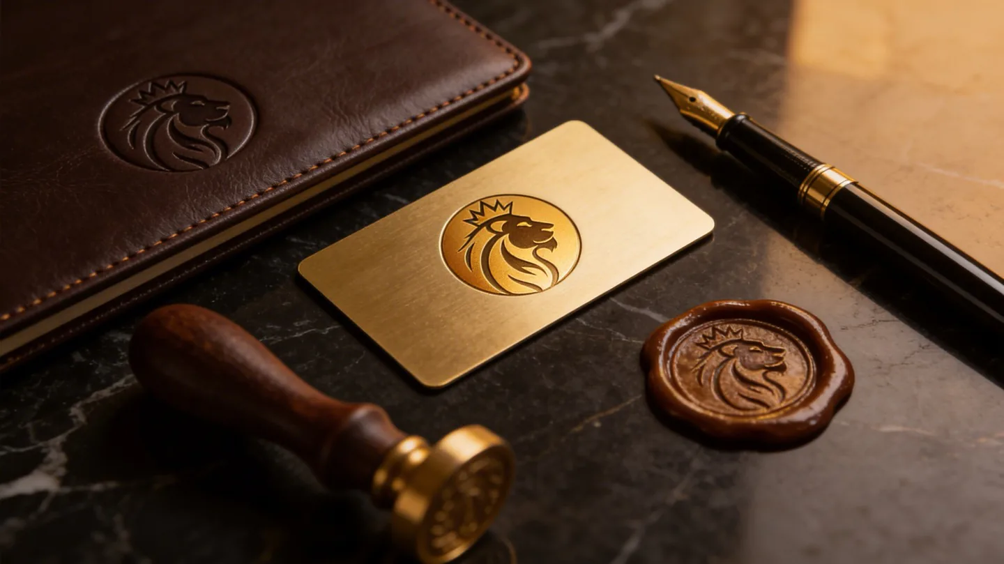 Heraldic Capital brand identity – logo, gold + stone palette, type pairing