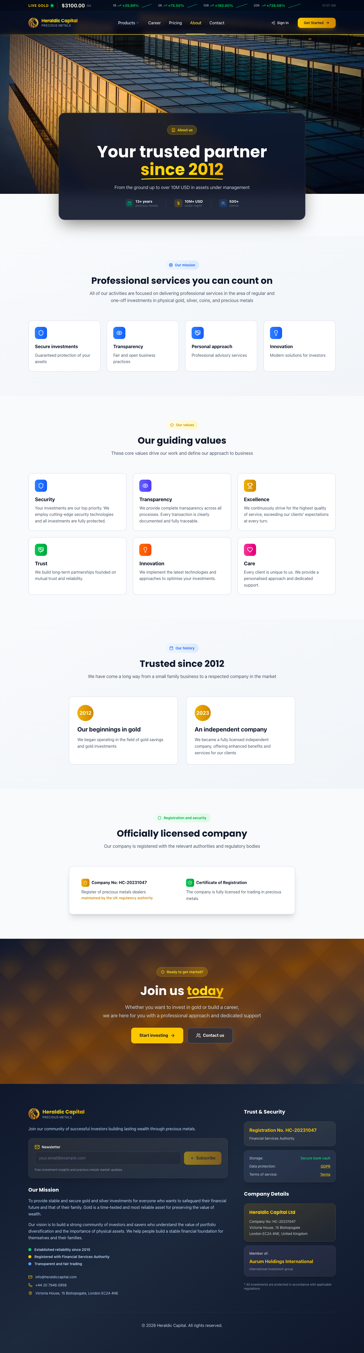 Heraldic Capital — About & Trust