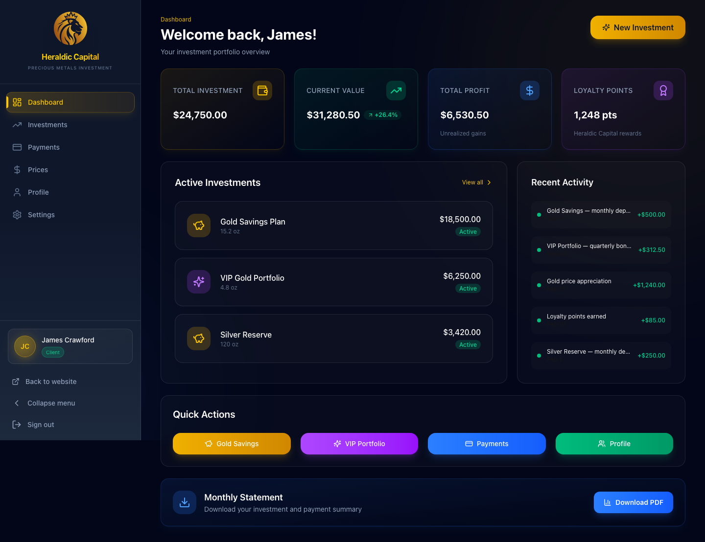 Heraldic Capital — Investor Dashboard