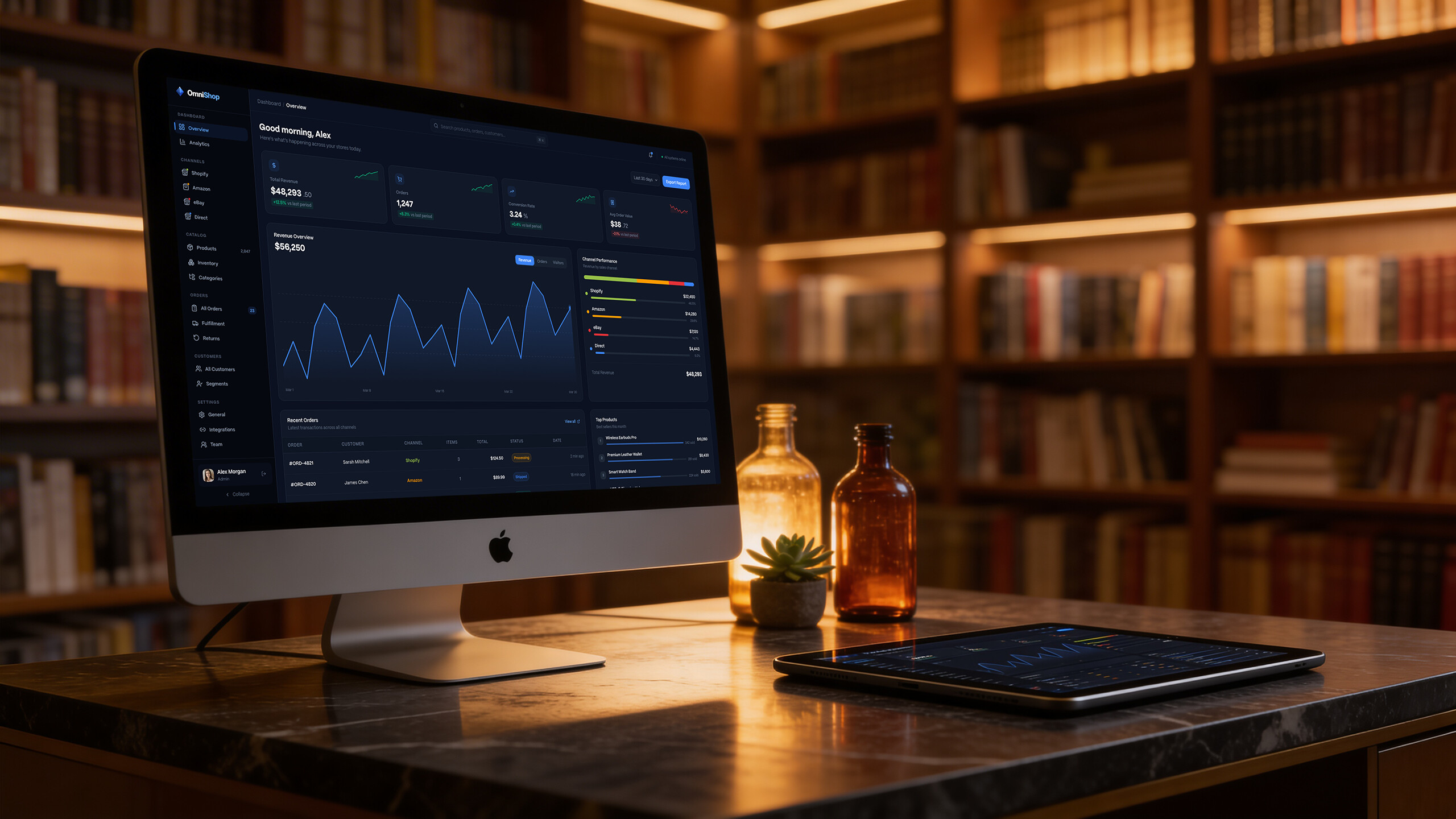 OmniShop — laptop, tablet and mobile views