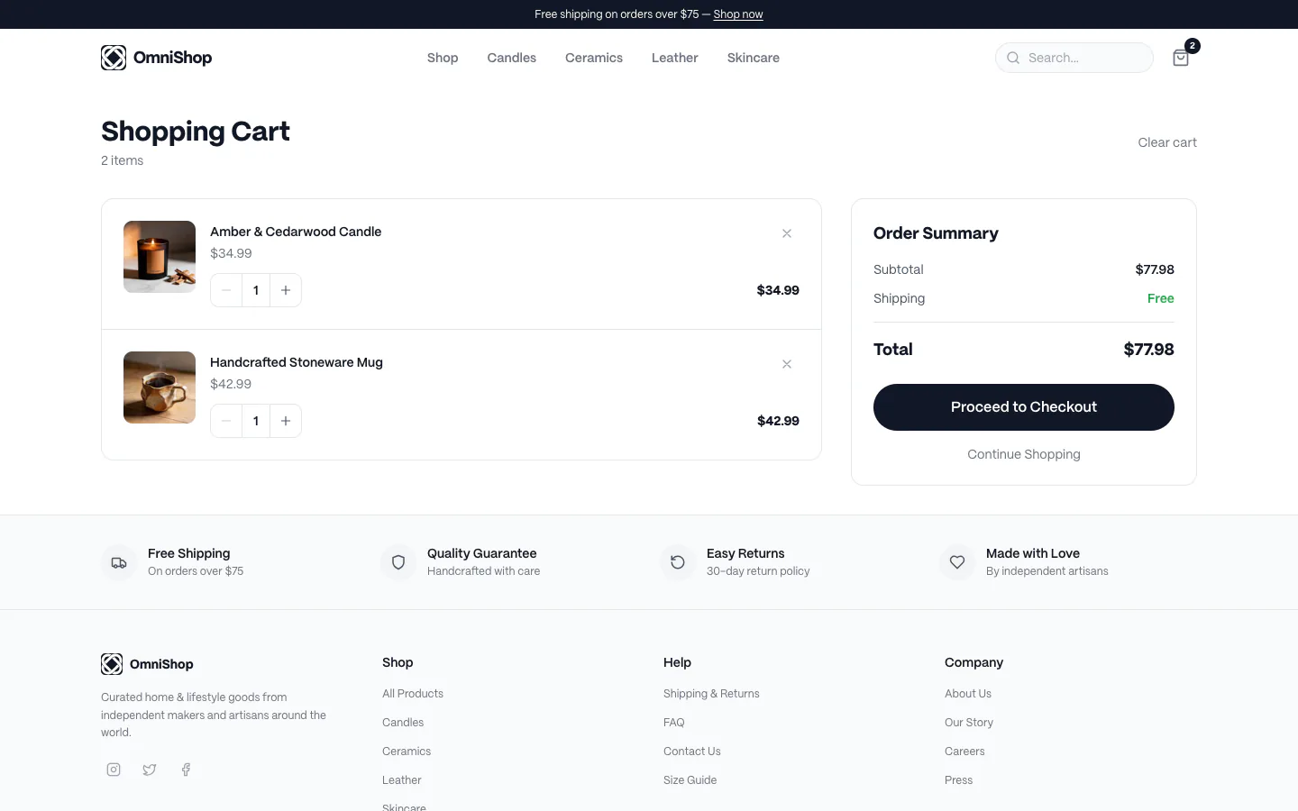 OmniShop — Shopping Cart