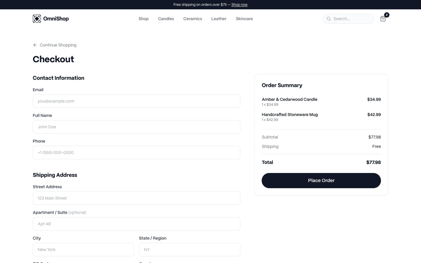 OmniShop — Checkout