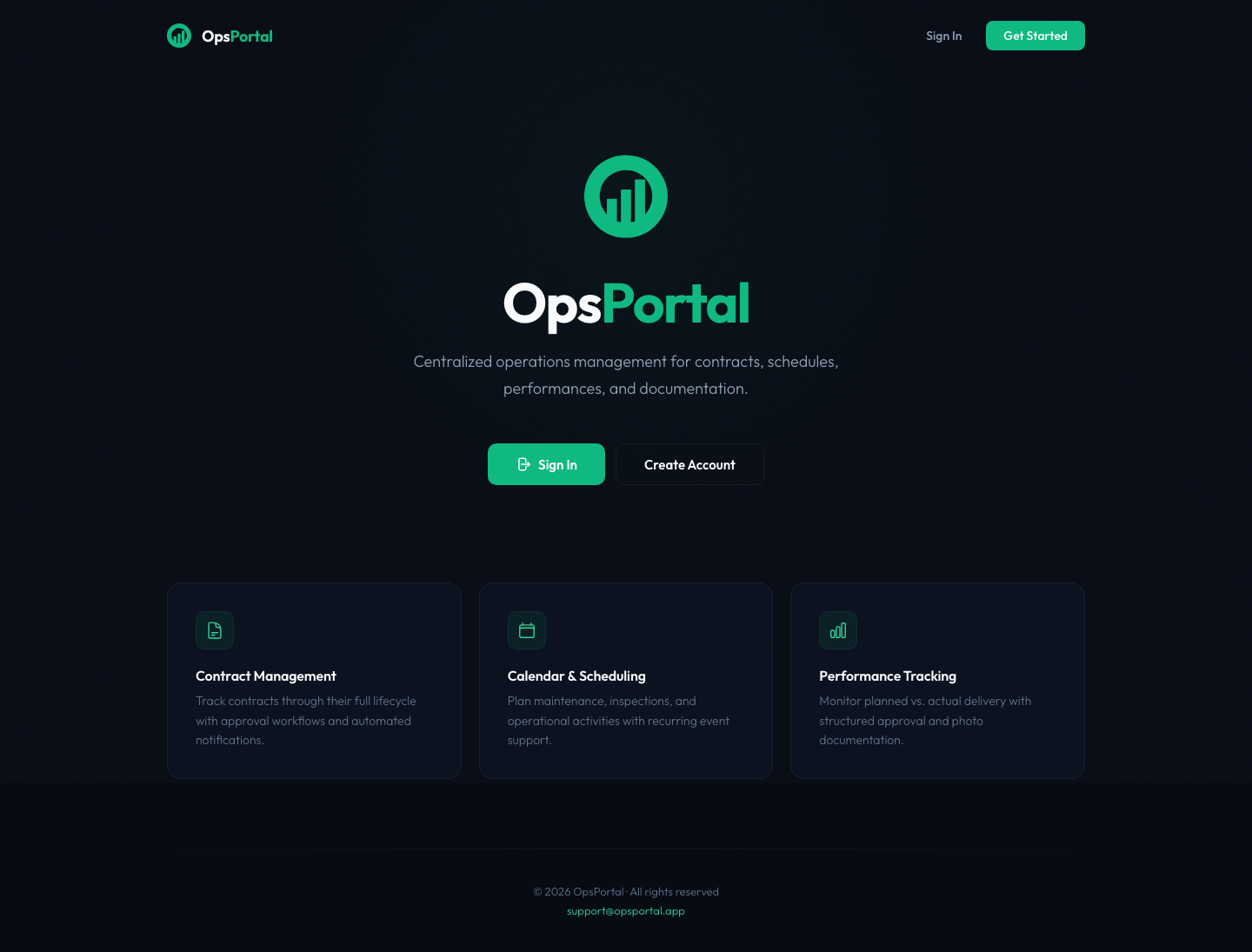 OpsPortal — Landing Page