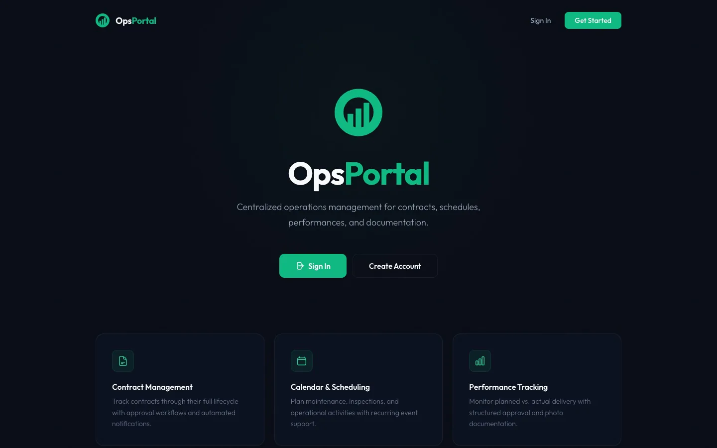OpsPortal — Landing Page