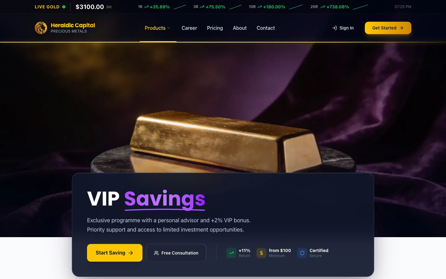 VIP product — premium gold savings plan with exclusive benefits